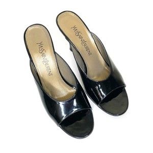 YVES SAINT LAURENT  Black Patent Leather Heels Vintage